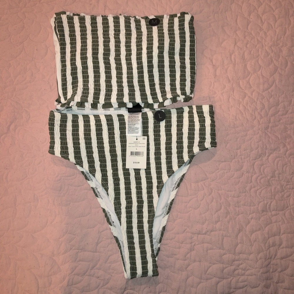 Cotton On Striped Bandeau Bikini set